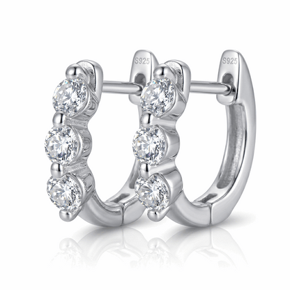 Three-Stone Huggie Earrings