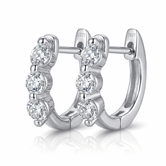 Three-Stone Huggie Earrings