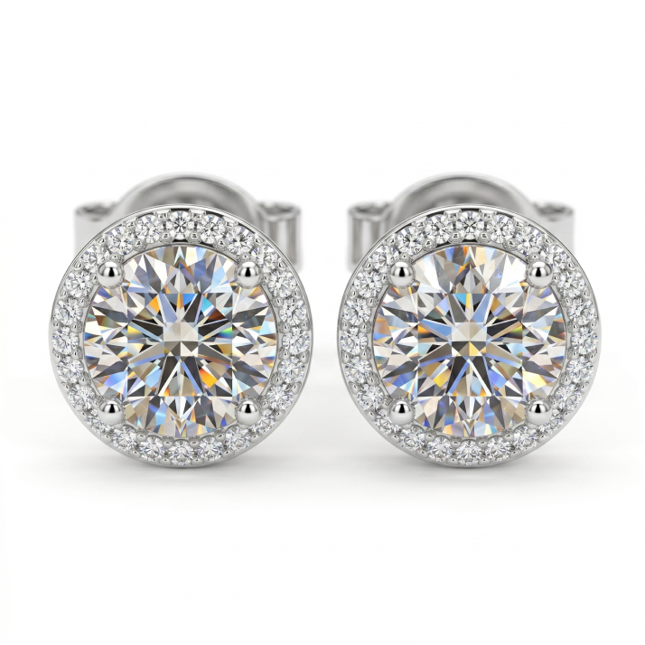 Classic Round Halo Stud Earrings