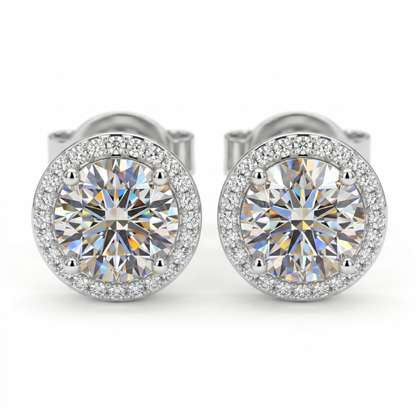 Classic Round Halo Stud Earrings