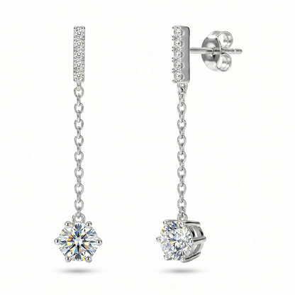 Moissanite Drop Chain Earrings
