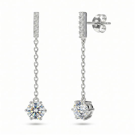Moissanite Drop Chain Earrings