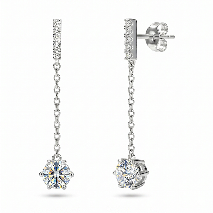 Moissanite Drop Chain Earrings