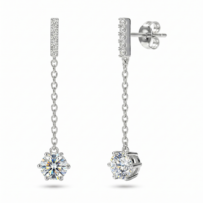 Moissanite Drop Chain Earrings