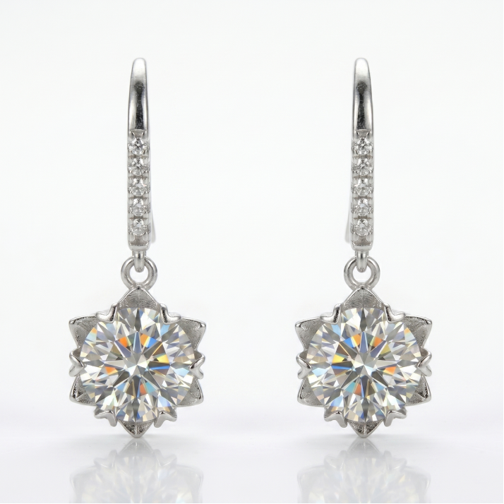 Heart-Prong Drop Hook Earrings