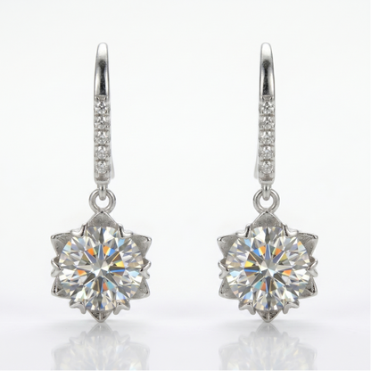 Heart-Prong Drop Hook Earrings