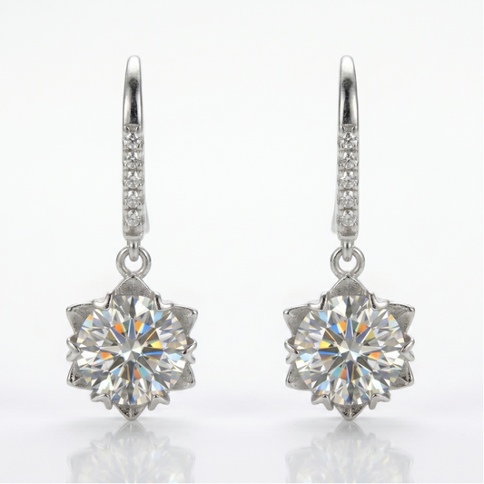 Heart-Prong Drop Hook Earrings