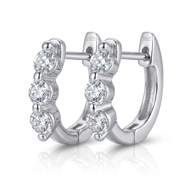 Three-Stone Huggie Earrings