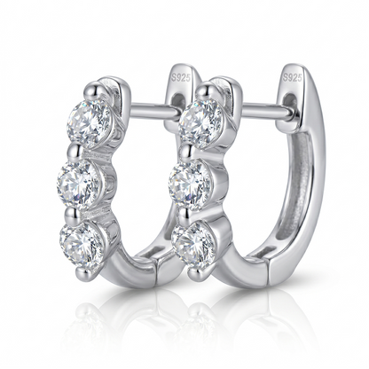 Three-Stone Huggie Earrings