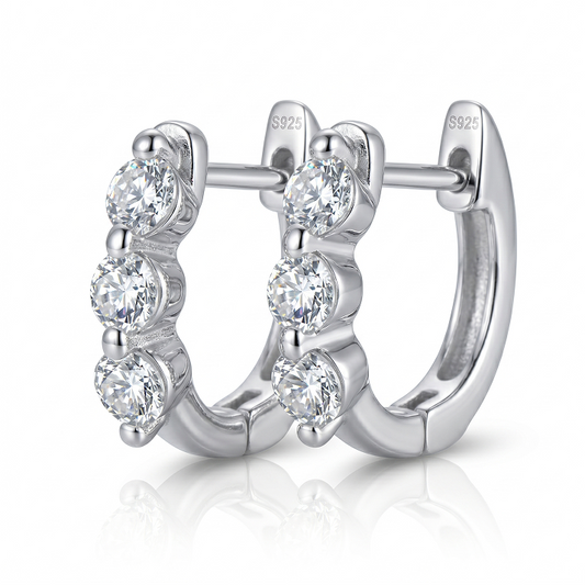 Three-Stone Huggie Earrings