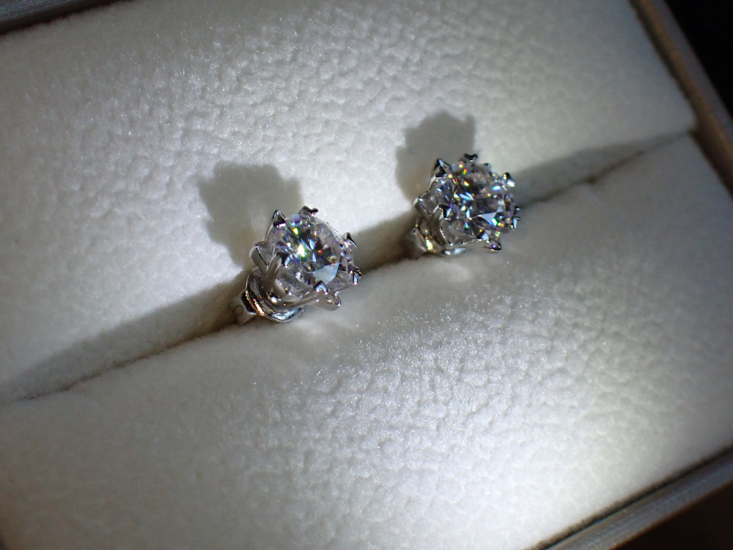 Moissanite Heart-Prong Solitaire Stud Earrings – DEF, Sterling Silver