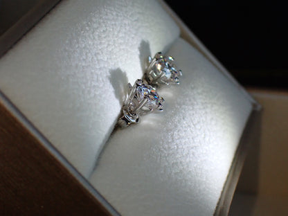 Moissanite Heart-Prong Solitaire Stud Earrings – DEF, Sterling Silver