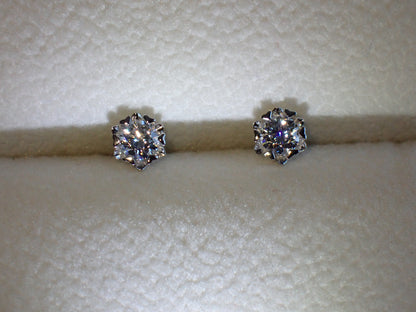 Moissanite Heart-Prong Solitaire Stud Earrings – DEF, Sterling Silver