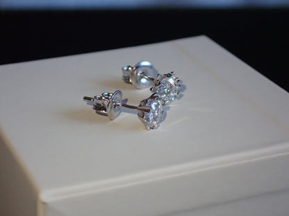 Moissanite Heart-Prong Solitaire Stud Earrings – DEF, Sterling Silver