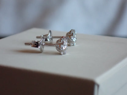 Moissanite Heart-Prong Solitaire Stud Earrings – DEF, Sterling Silver