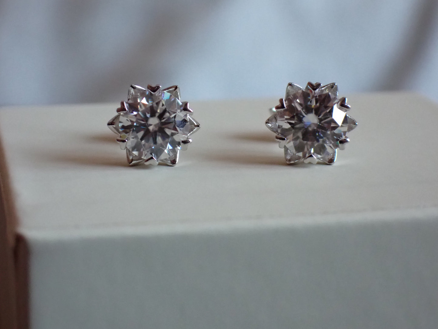 Moissanite Heart-Prong Solitaire Stud Earrings – DEF, Sterling Silver