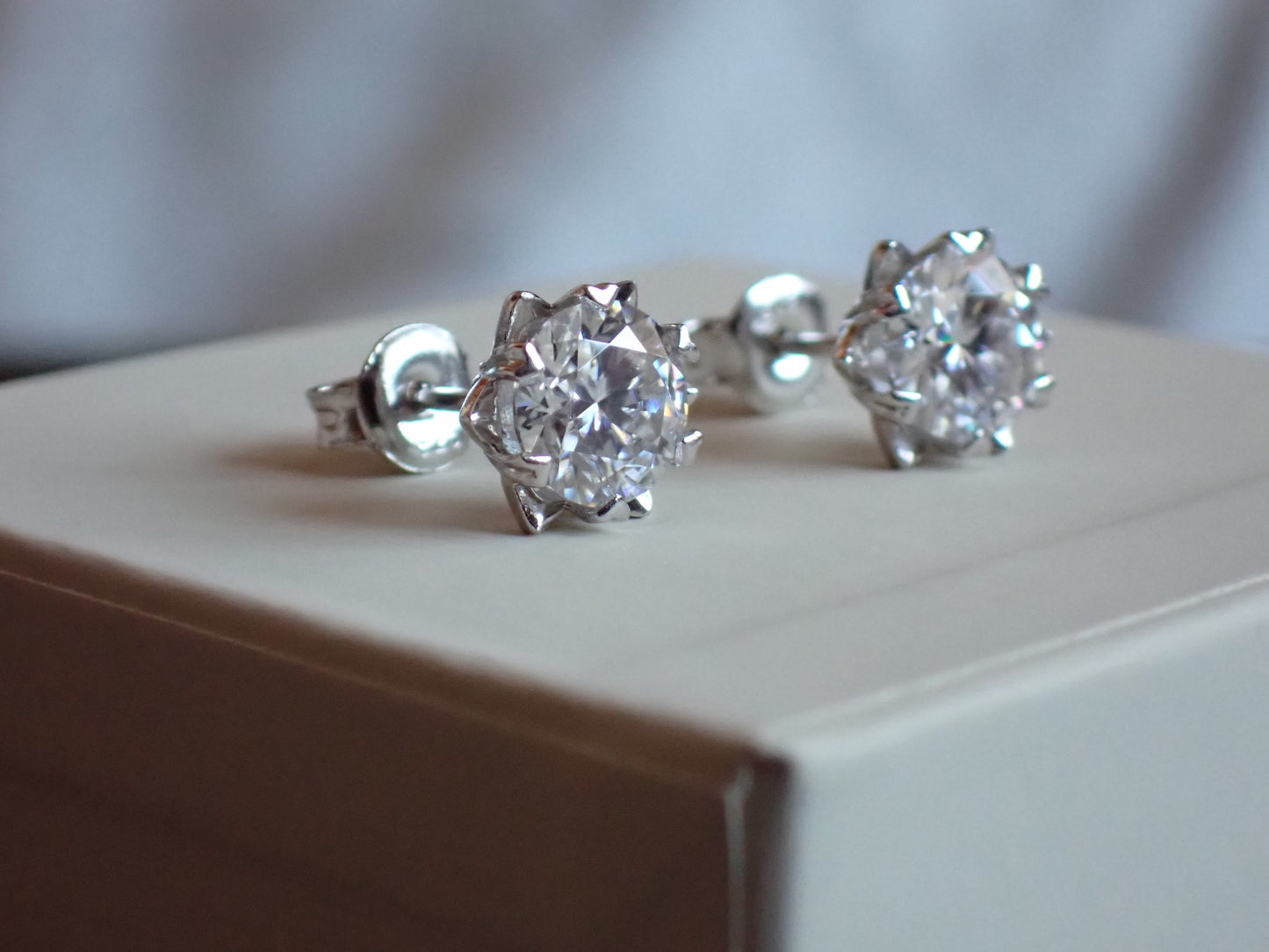 Moissanite Heart-Prong Solitaire Stud Earrings – DEF, Sterling Silver