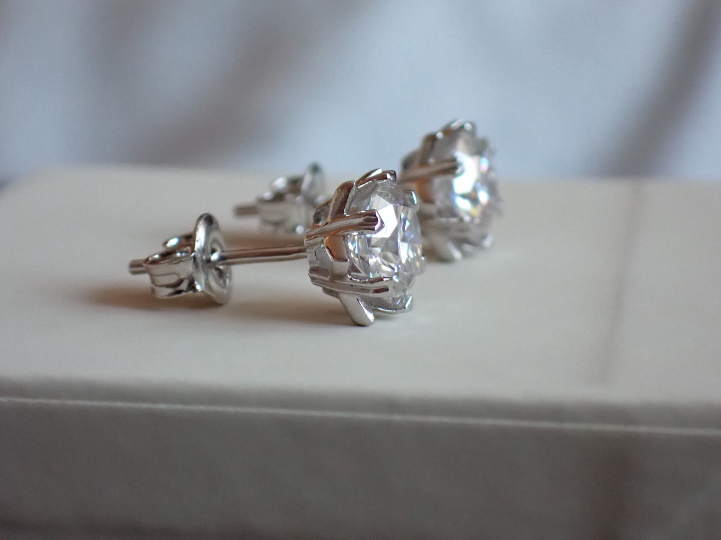 Moissanite Heart-Prong Solitaire Stud Earrings – DEF, Sterling Silver