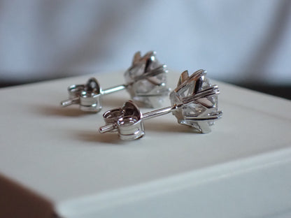 Moissanite Heart-Prong Solitaire Stud Earrings – DEF, Sterling Silver