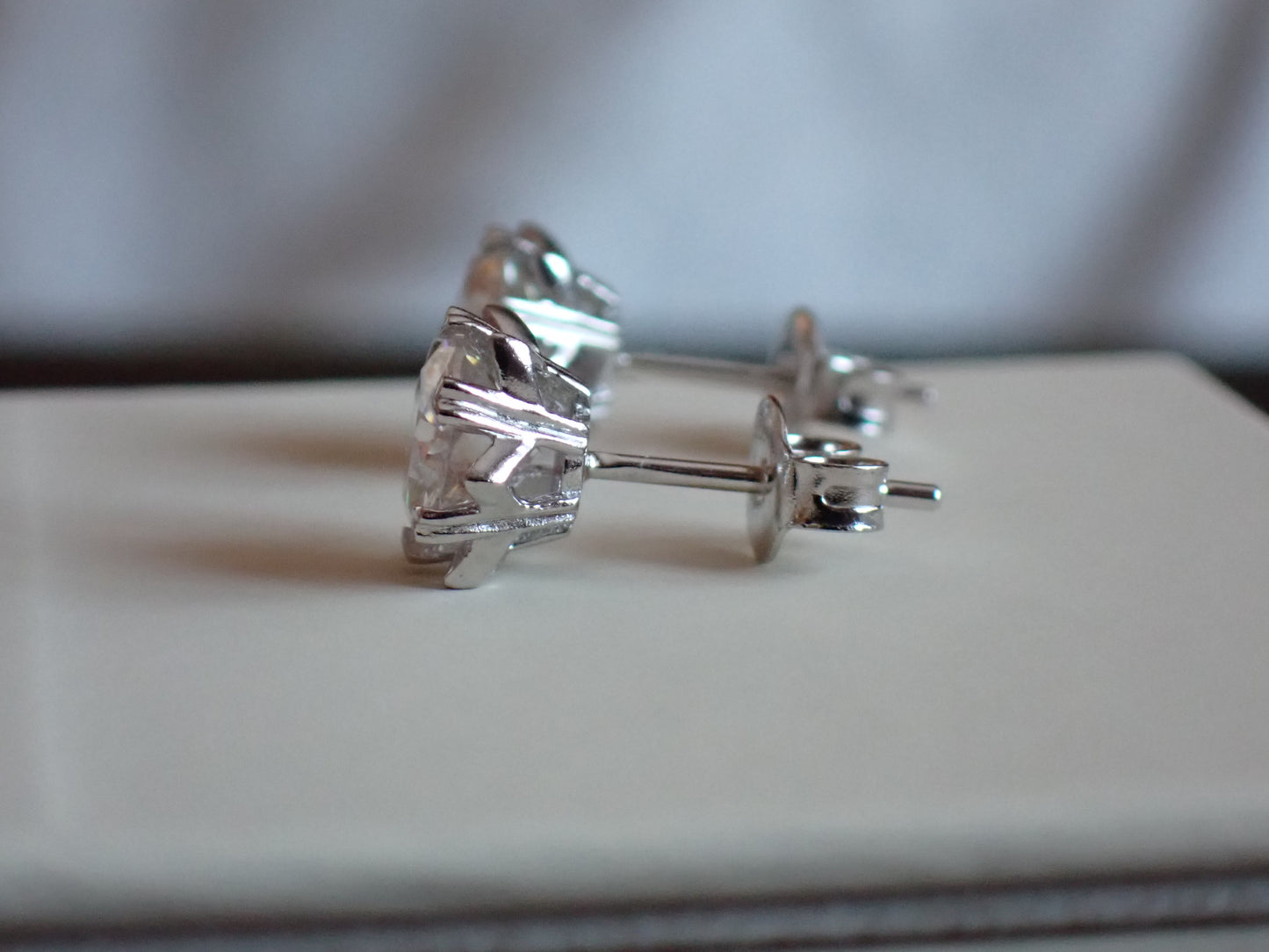 Moissanite Heart-Prong Solitaire Stud Earrings – DEF, Sterling Silver