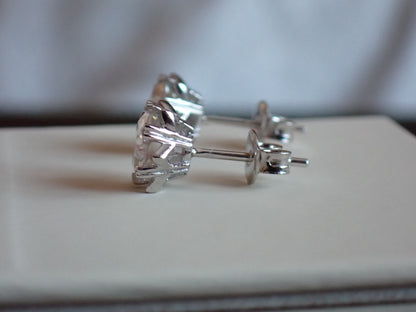 Moissanite Heart-Prong Solitaire Stud Earrings – DEF, Sterling Silver