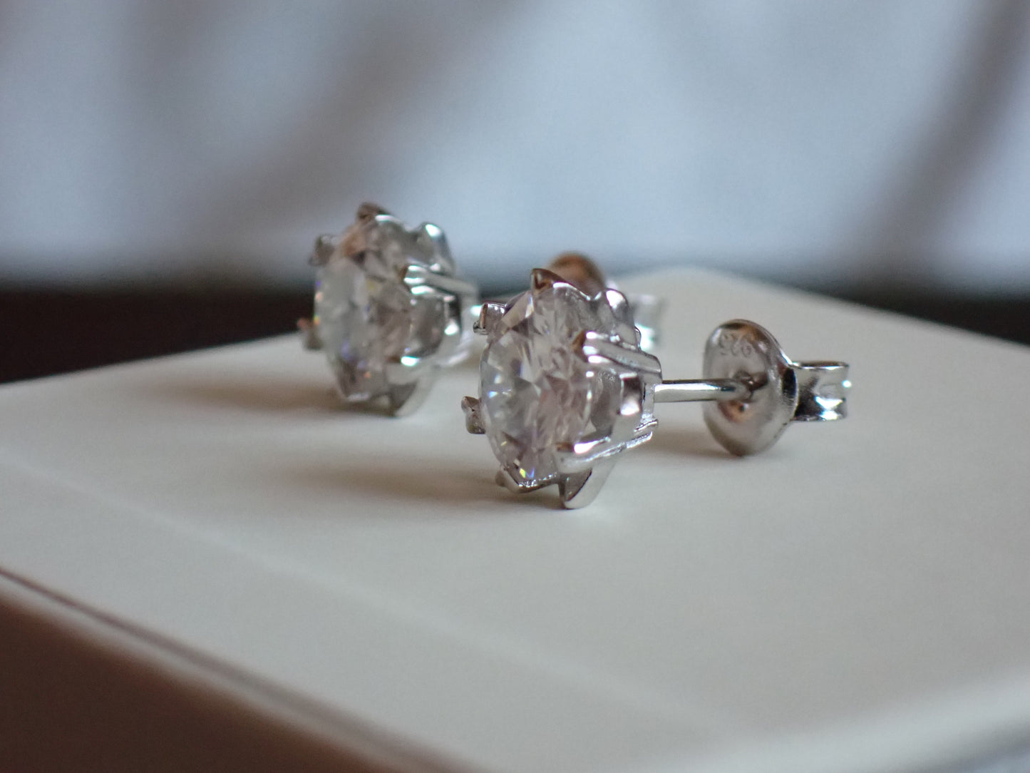 Moissanite Heart-Prong Solitaire Stud Earrings – DEF, Sterling Silver