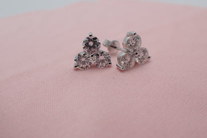 Three Stone Cluster Studs - 3.00ct Total -  Mara & Co UK
