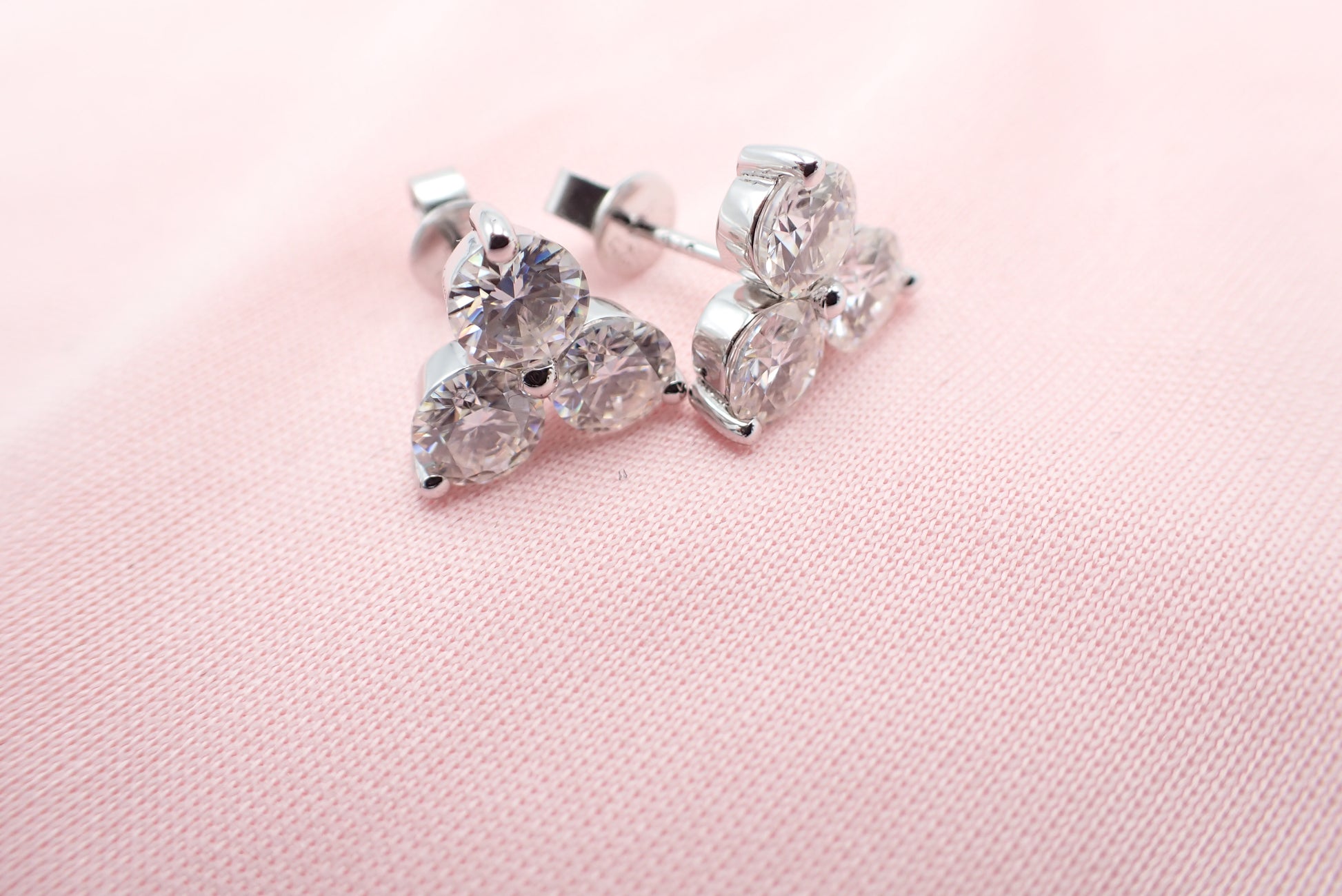 Three Stone Cluster Studs - 3.00ct Total -  Mara & Co UK