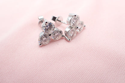 Three Stone Cluster Studs - 3.00ct Total -  Mara & Co UK