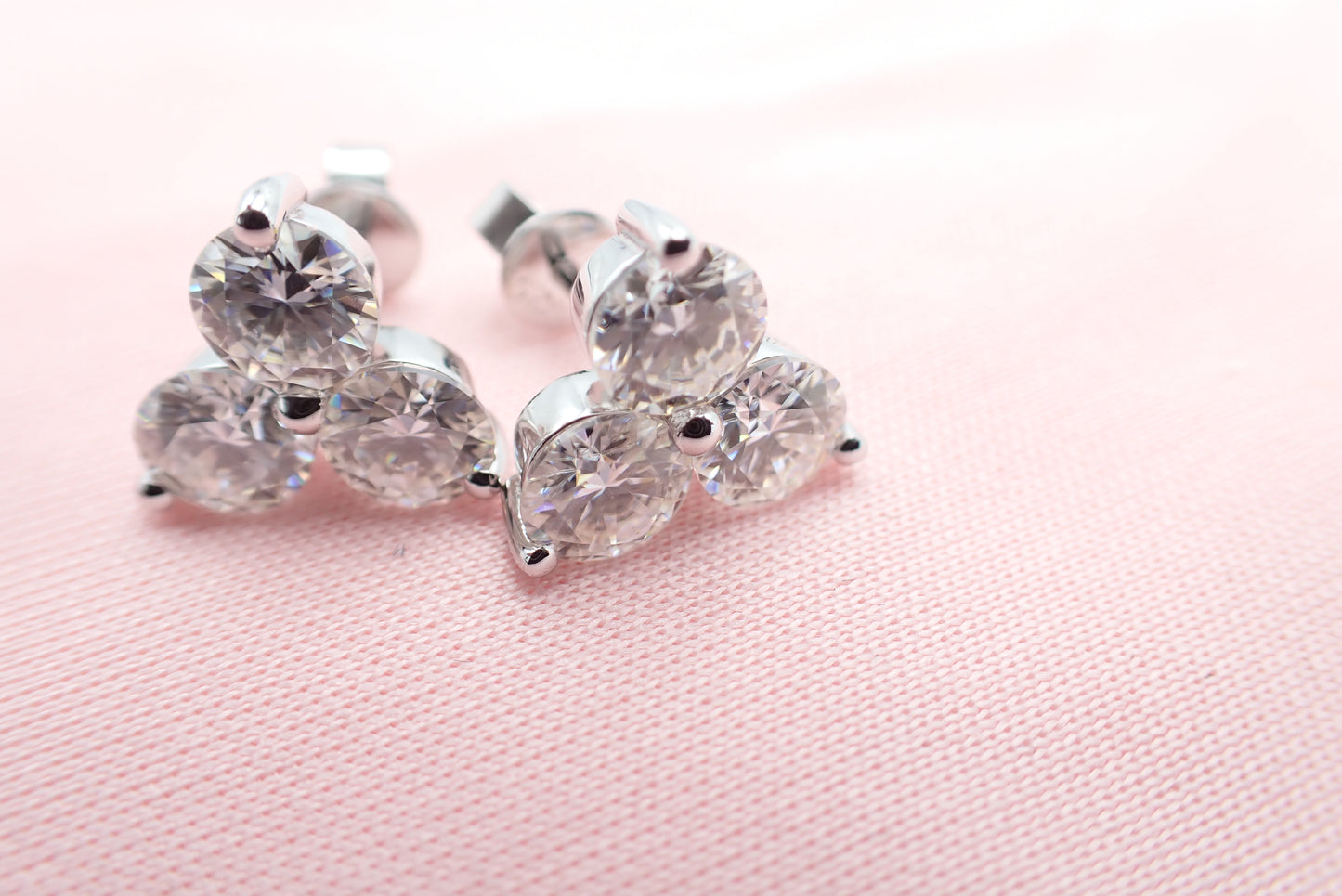 Three Stone Cluster Studs - 3.00ct Total -  Mara & Co UK