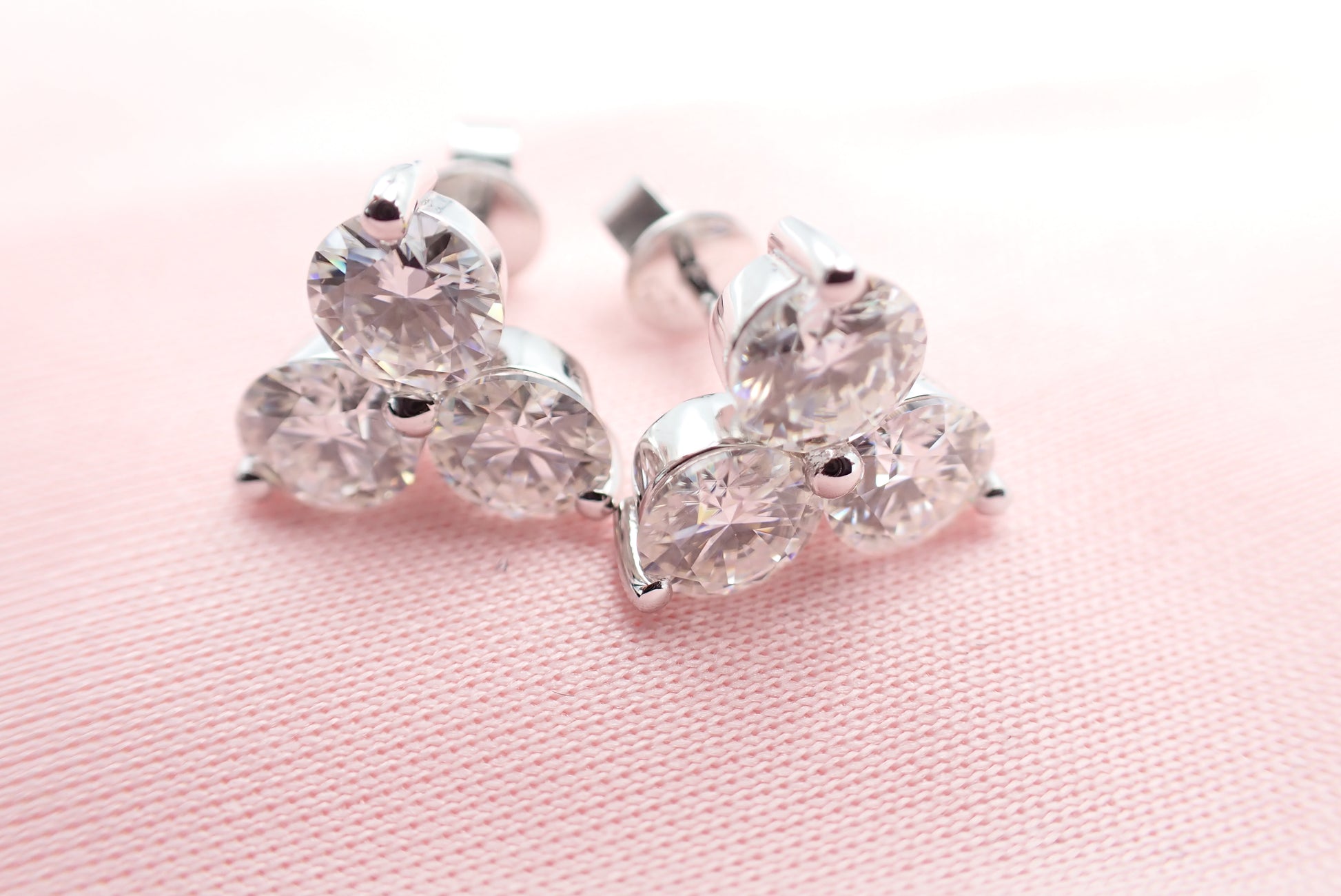 Three Stone Cluster Studs - 3.00ct Total -  Mara & Co UK