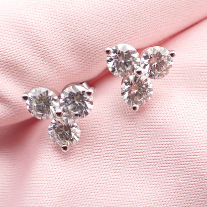 Three Stone Cluster Studs - 3.00ct Total -  Mara & Co UK