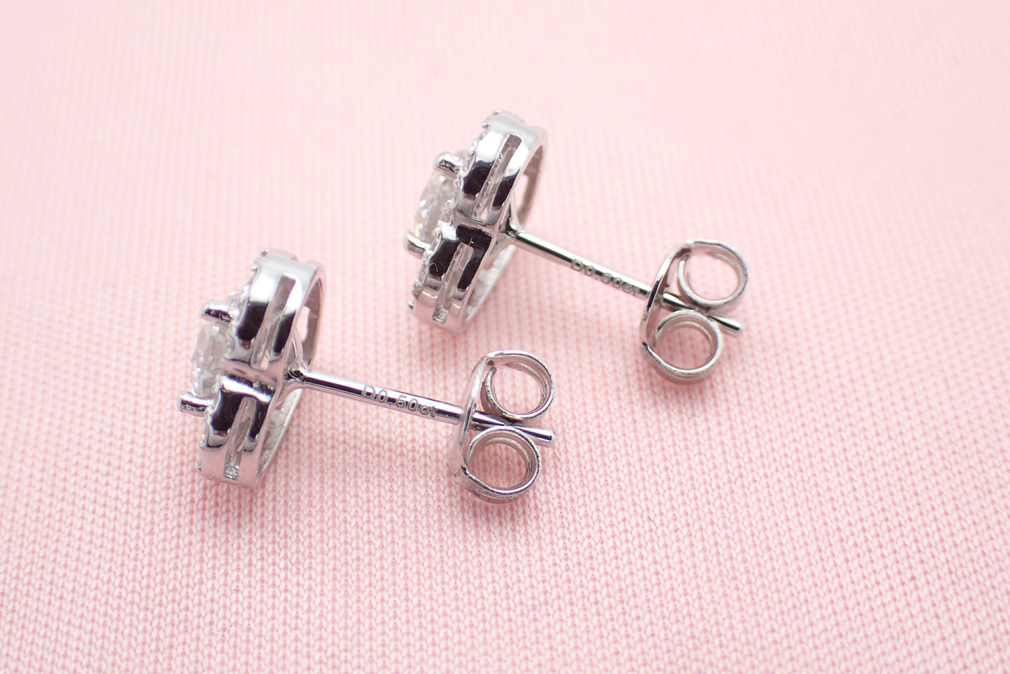 Romantic Heart-Shaped Halo Stud Earrings