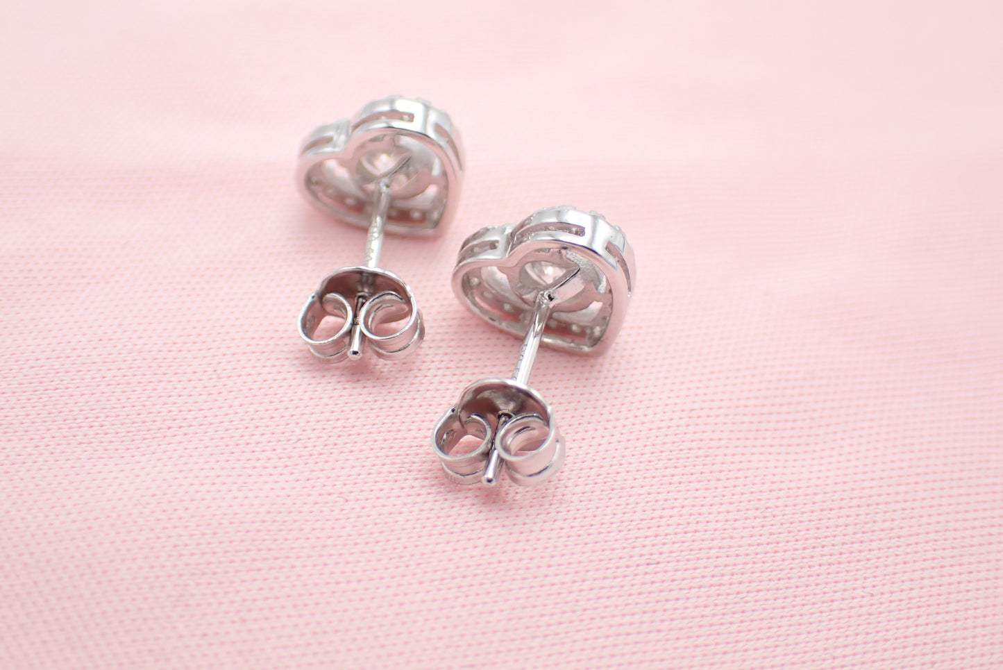 Romantic Heart-Shaped Halo Stud Earrings