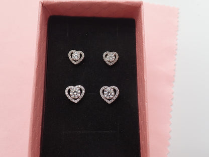 Romantic Heart-Shaped Halo Stud Earrings -  Mara & Co UK