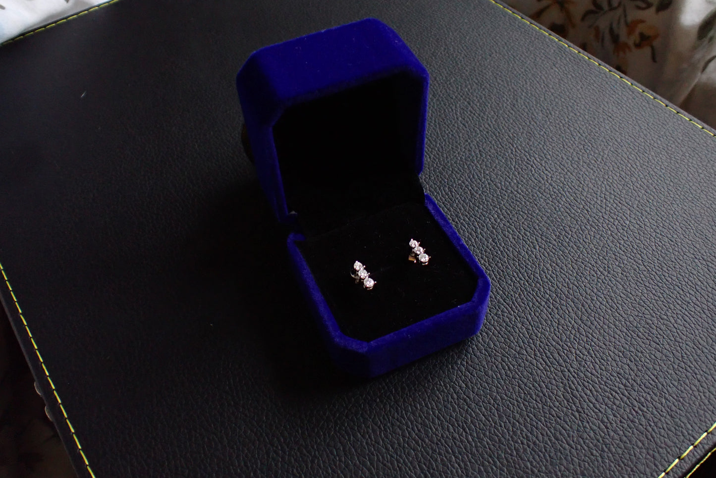 Graduated Three-Stone Moissanite Stud Earrings – 1.0ct per Set -  Mara & Co UK