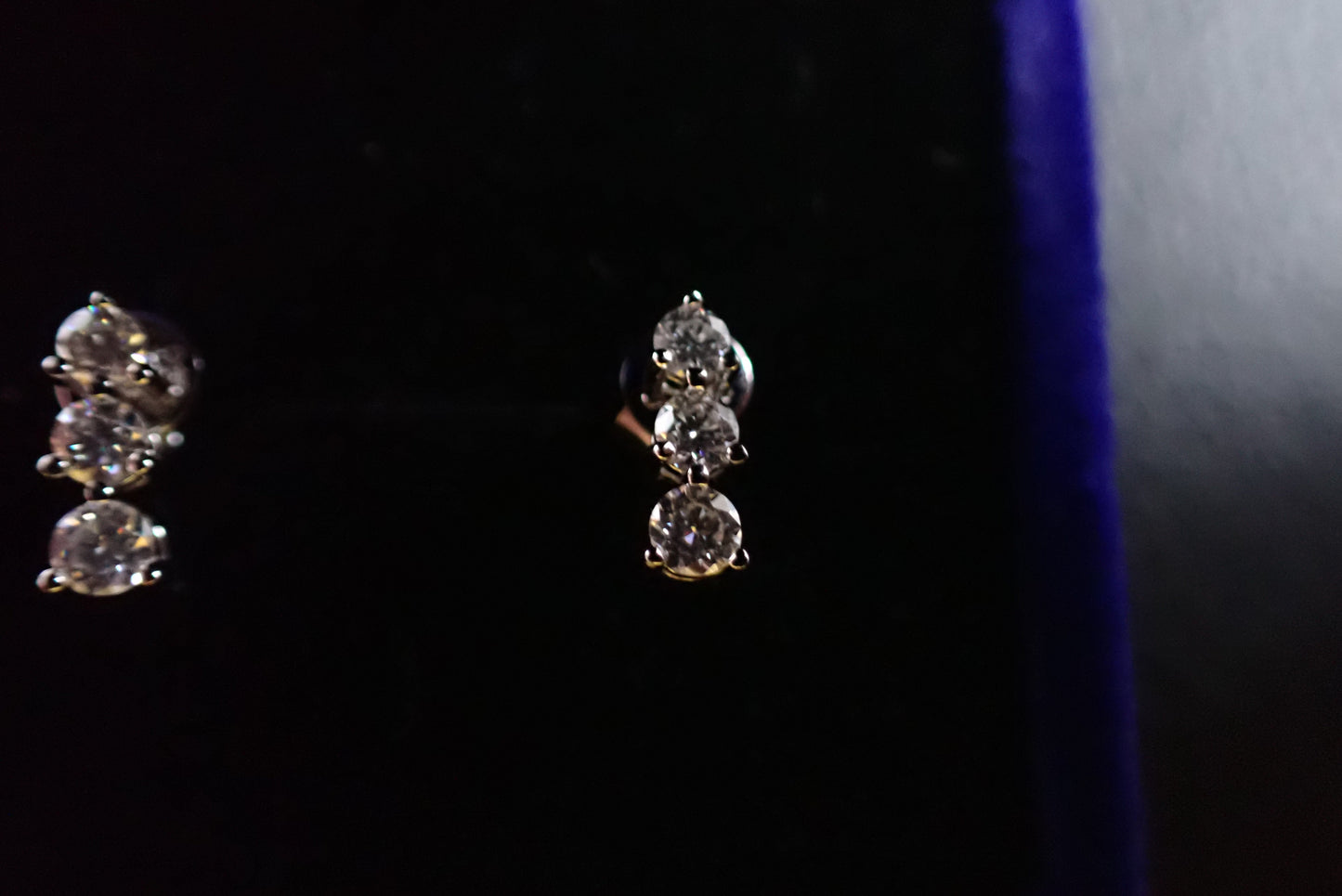 Graduated Three-Stone Moissanite Stud Earrings – 1.0ct per Set -  Mara & Co UK