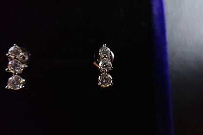 Graduated Three-Stone Moissanite Stud Earrings – 1.0ct per Set -  Mara & Co UK