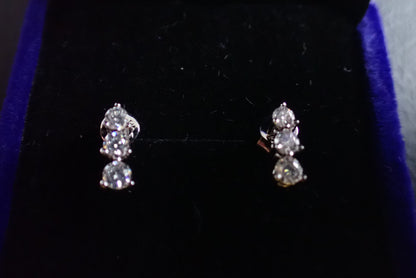 Graduated Three-Stone Moissanite Stud Earrings – 1.0ct per Set -  Mara & Co UK