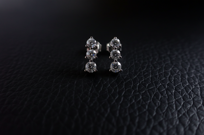 Graduated Three-Stone Moissanite Stud Earrings – 1.0ct per Set -  Mara & Co UK
