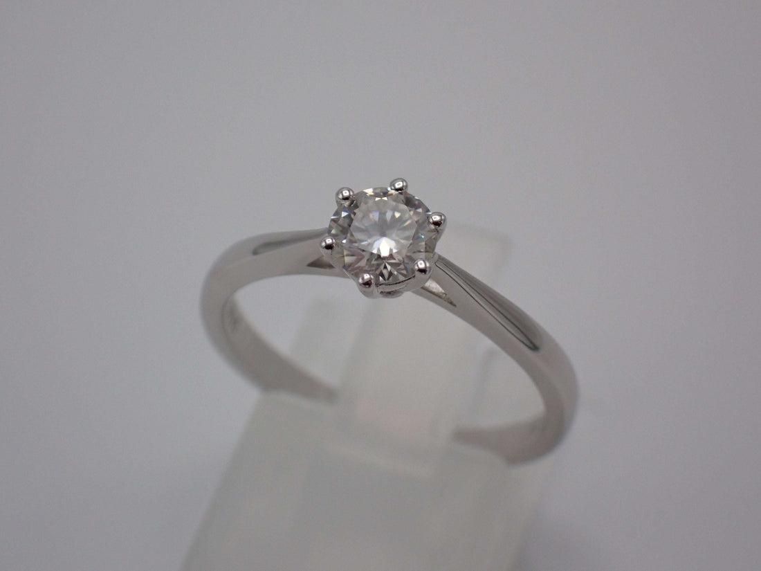 Cathedral Solitaire Moissanite Ring – 0.5ct -  Mara & Co UK