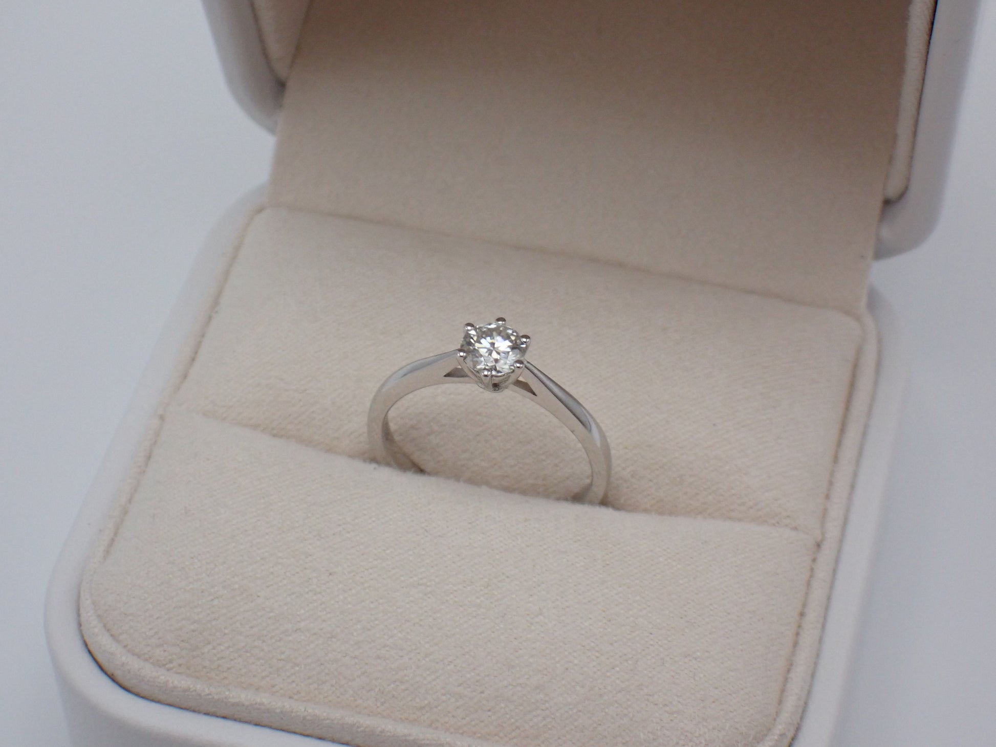 Cathedral Solitaire Moissanite Ring – 0.5ct -  Mara & Co UK