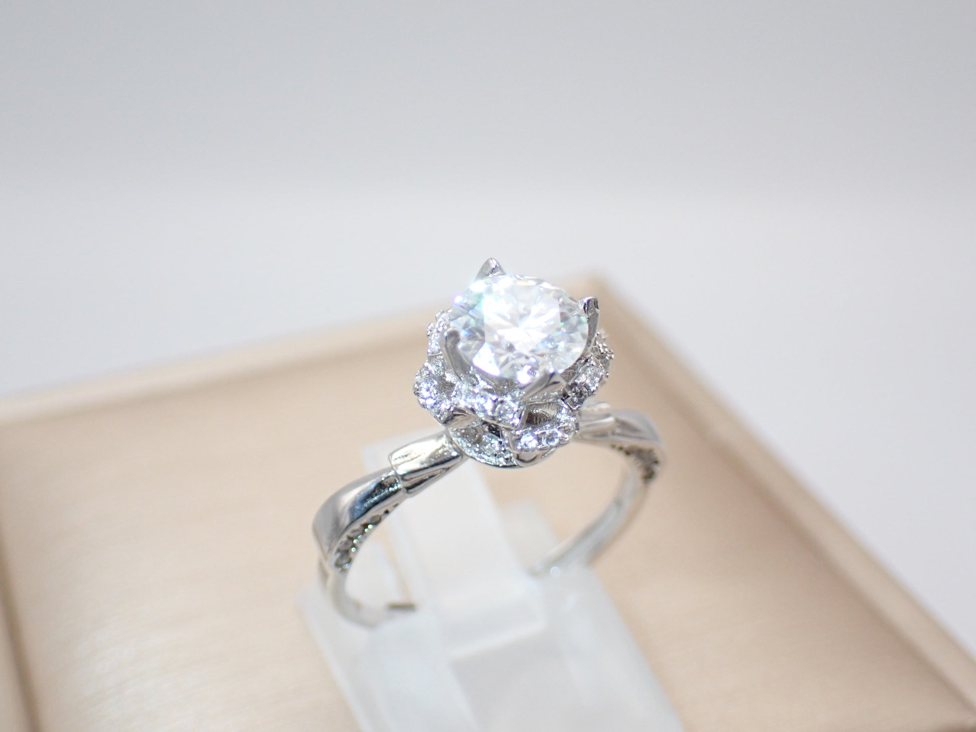 Vintage Halo Moissanite Ring with Twisted Band – 1.0ct -  Mara & Co UK