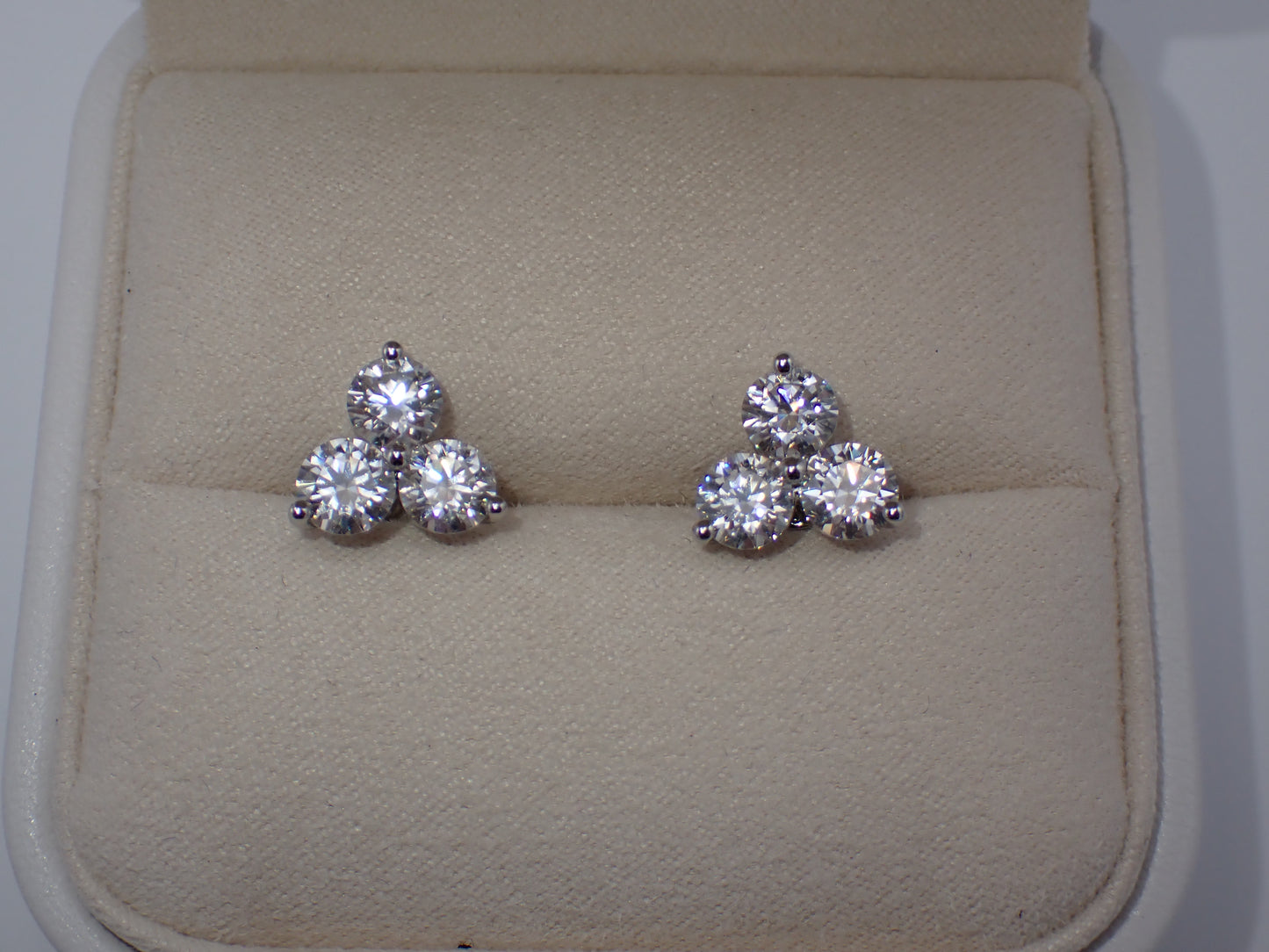 Three Stone Cluster Studs - 3.00ct Total -  Mara & Co UK