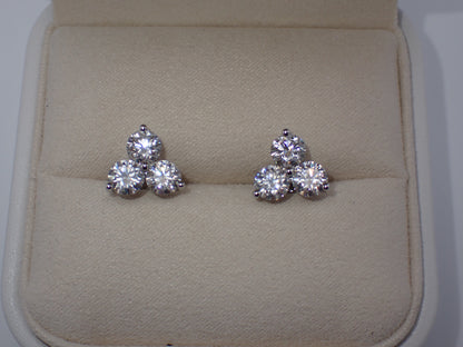 Three Stone Cluster Studs - 3.00ct Total -  Mara & Co UK