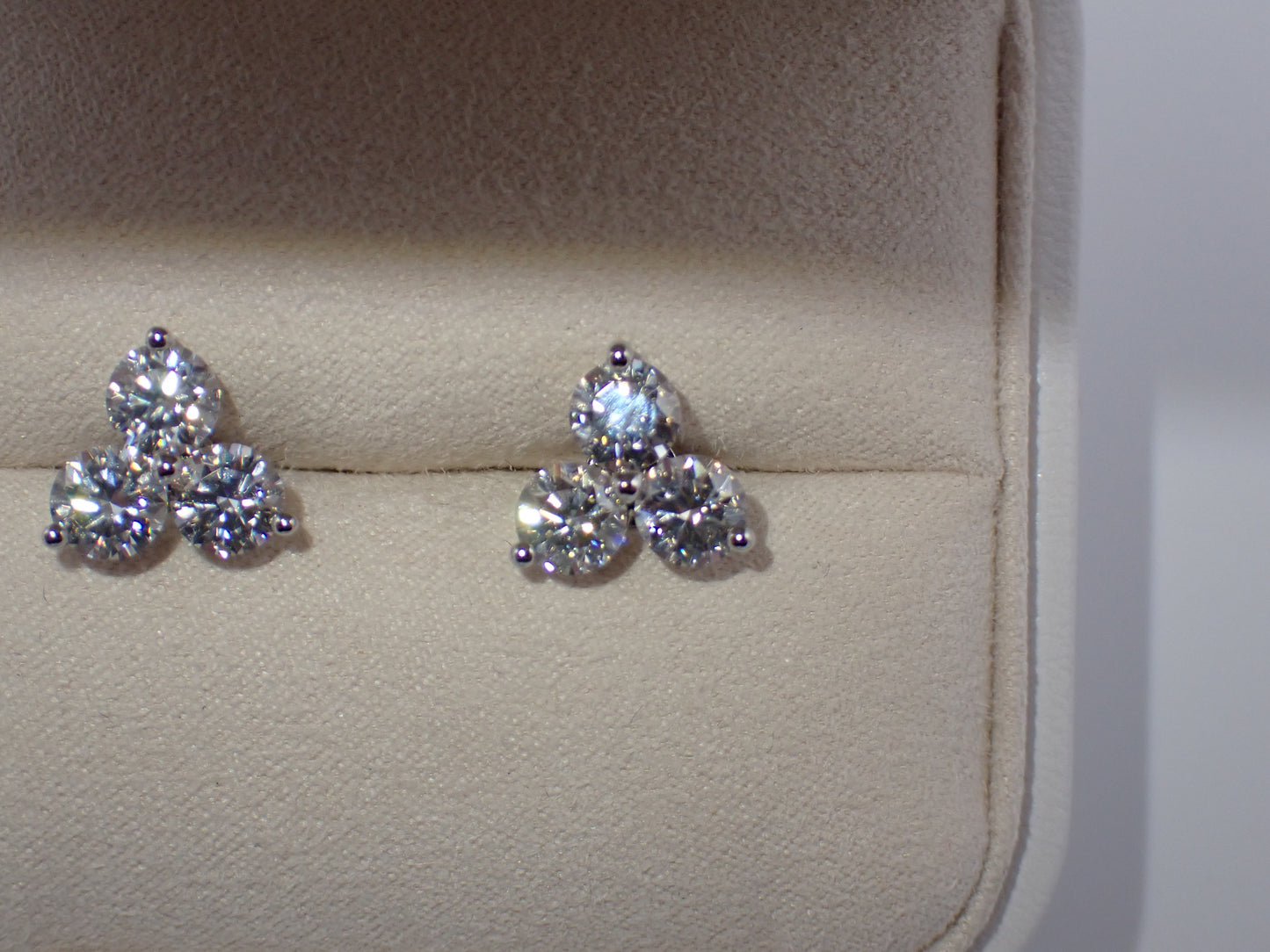 Three Stone Cluster Studs - 3.00ct Total -  Mara & Co UK