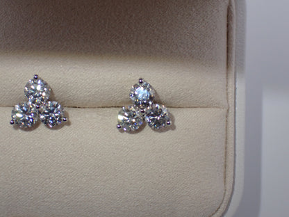 Three Stone Cluster Studs - 3.00ct Total -  Mara & Co UK