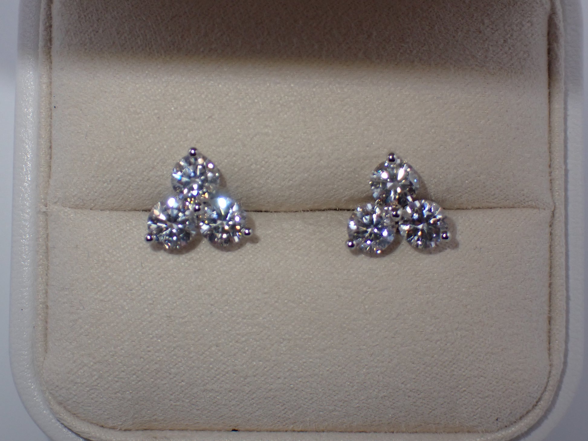 Three Stone Cluster Studs - 3.00ct Total -  Mara & Co UK