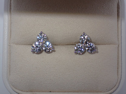 Three Stone Cluster Studs - 3.00ct Total -  Mara & Co UK