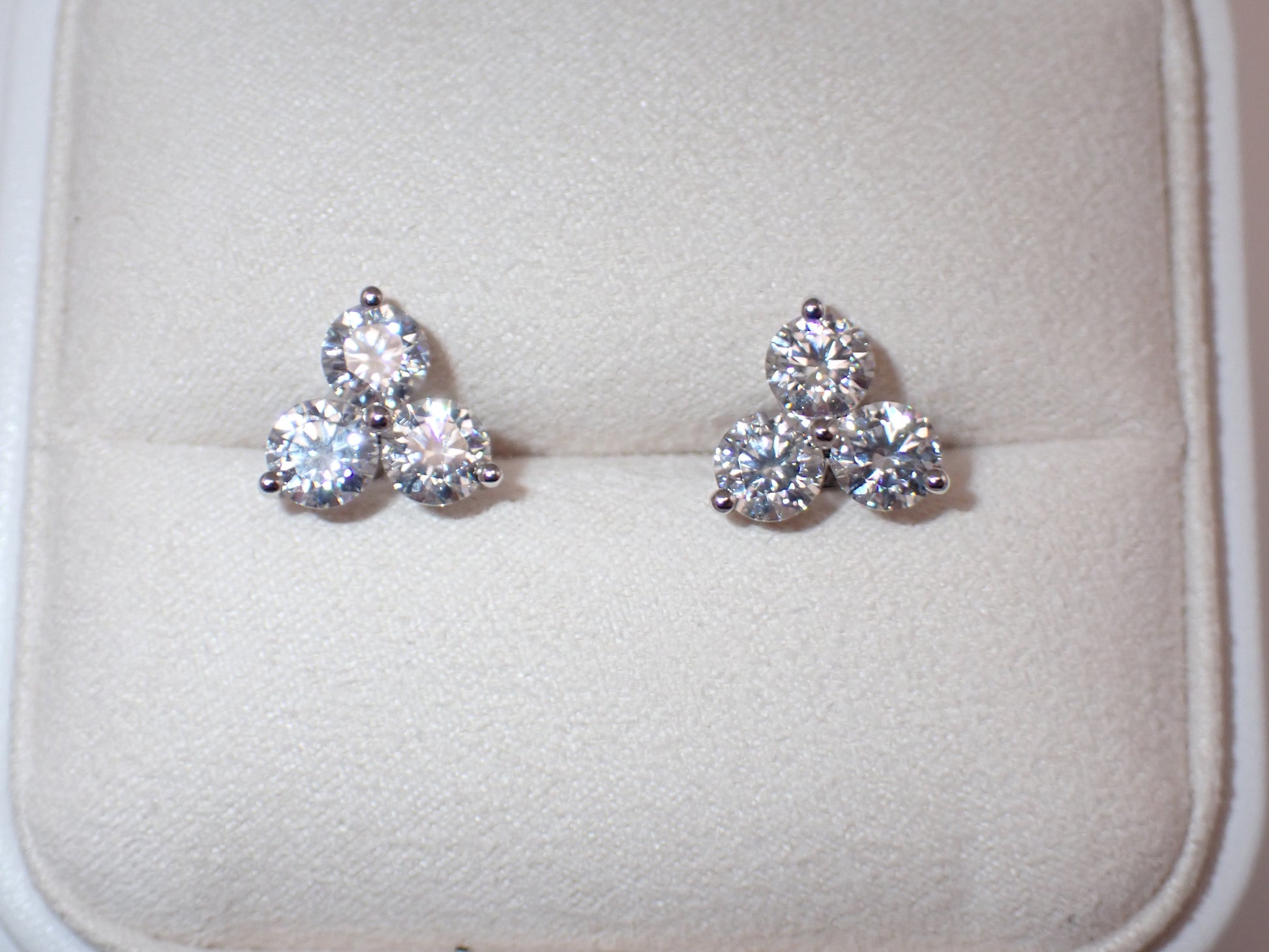 Three Stone Cluster Studs - 3.00ct Total -  Mara & Co UK